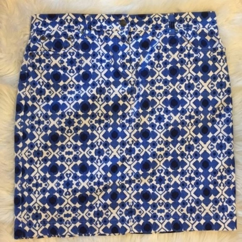 Blue and White Career Skirt Midi Career Jones New York Size 16